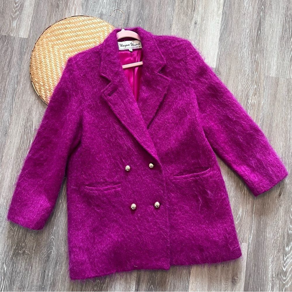 Vintage 1980’s Wayne Stuart‎ pink mohair wool double breasted blazer jacket 8